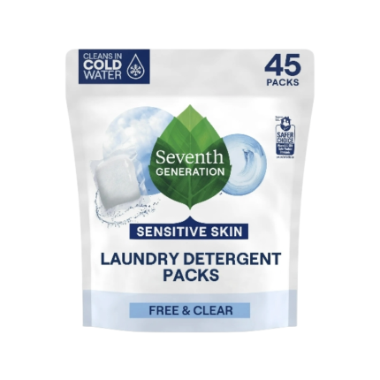 Seventh Generation Free and Clear Fresh Laundry Detergent Packs, 31.7 oz 45 Count